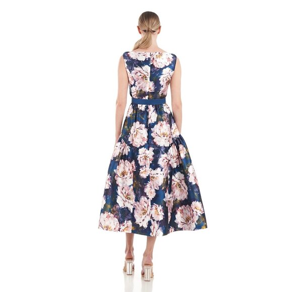 Kay Unger New York Lydia Tea Length Dress Womens Size 6 Wedding Guest Formal - Picture 2 of 12